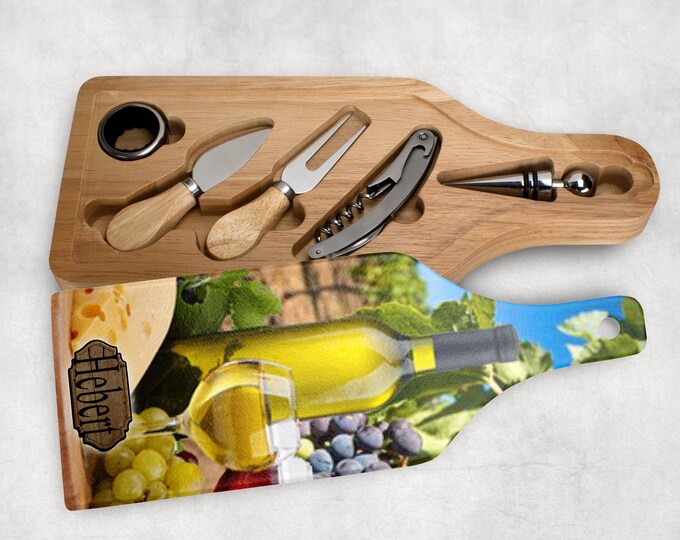 Personalized wine and cheese set, Personalized gift,closing gift, Housewarming gift, Realtor gift, Wedding gift, Cheese board