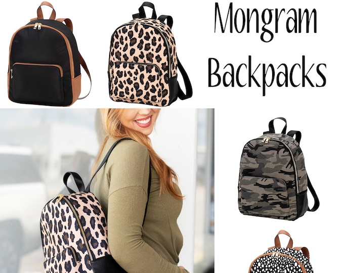 Personalized Lauren Leopard Backpack,Mongram Backpack,Backpack Purse,College Backpack,Laptop Bag,Embroidery,Bag.Women Backpack,Traveling Bag