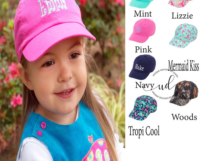 Monogrammed Kids Cap, Personalized Children's baseball Cap, Girls Cap, Boys Cap, Toddler Hat