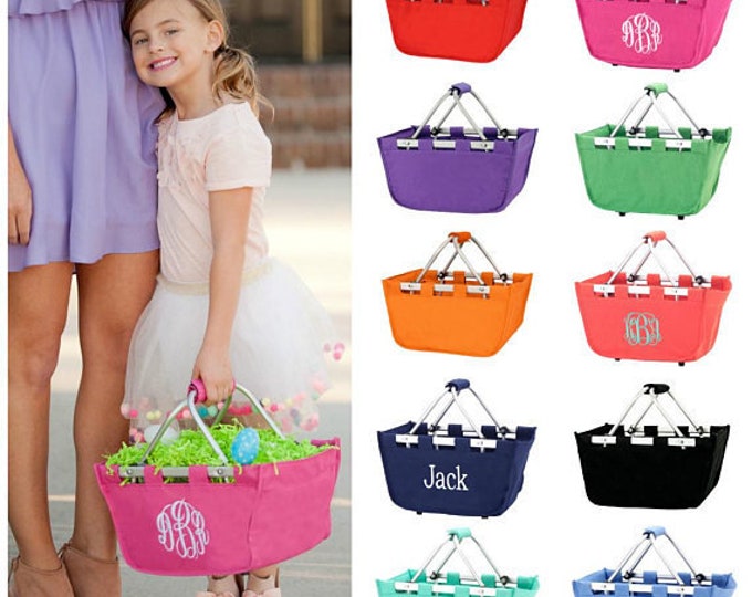 Monogram Mini Basket Monogram Market Basket Personalized Mimi Basket Monogram Gift Basket  Monogram Easter Basket, Collapsible Easter Basket
