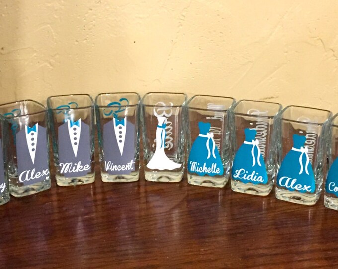 Wedding Glasses, Personalized shot glasses,Bridesmaid Shot Glasses,wedding shot glasses,groomsmen shot glasses,personalized shot glasses,