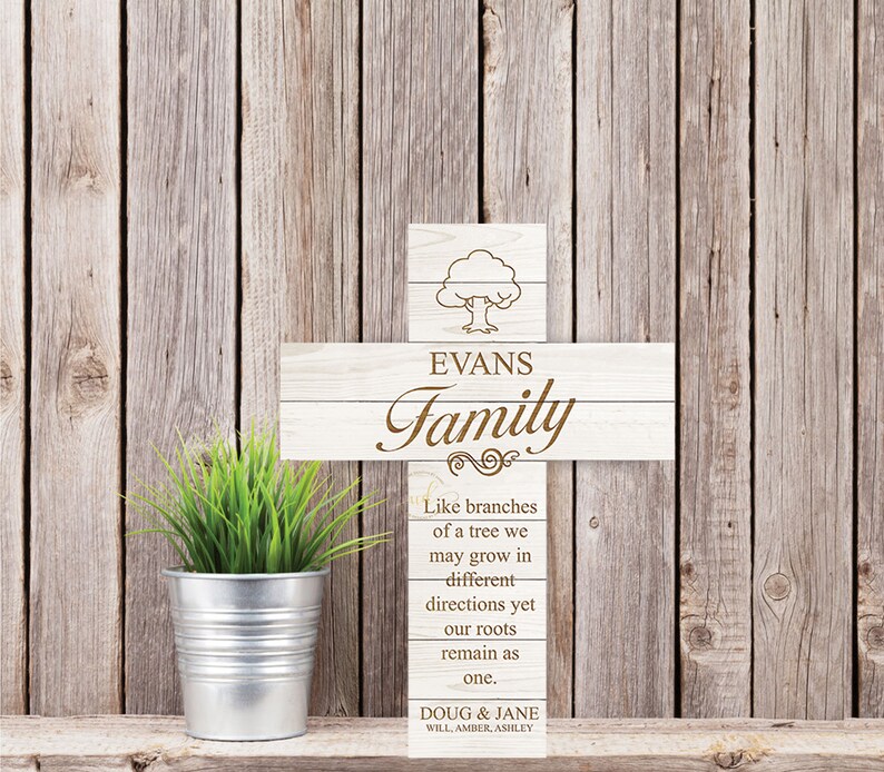 Decorative Wall Cross Gift Decorative Family Wall Cross Custom Wooden Engraved Cross Distressed Cross Personalized Family Cross