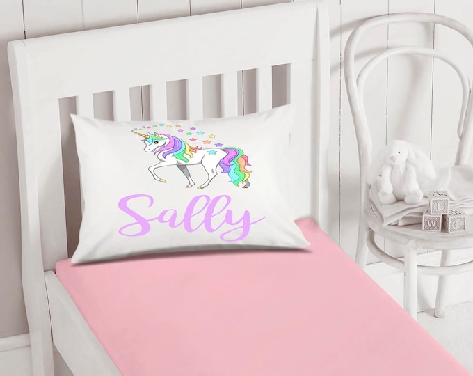 Personalized Girls Pillowcase - Unicorn Pillow Case - Kids Pillowcase - Standard Size Pillowcase - Pillow Cases