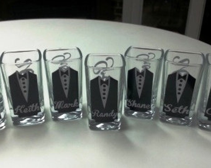 10 Personalized Bridesmaid and Groomsmen Shot Glasses