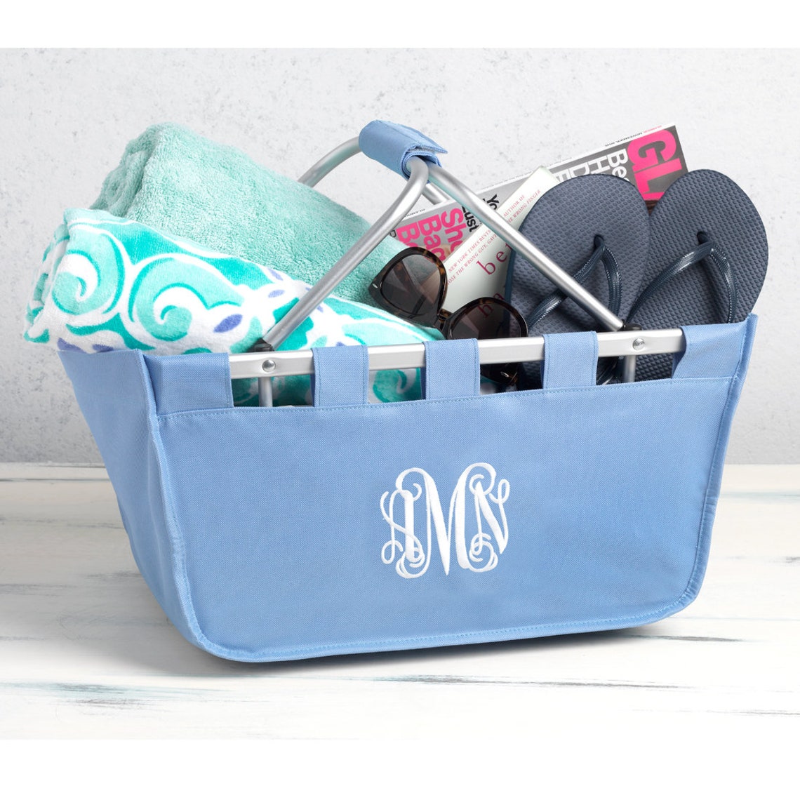 Monogram Market Basket Monogram Large Basket Personalized Etsy