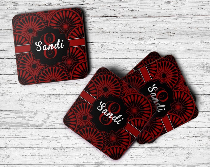 Personalized Coaster, Set of 4 Coasters, Monogram Coasters, Housewarming Gift, Custom Coasters, Drink Coaster, Personalized Coaster Set