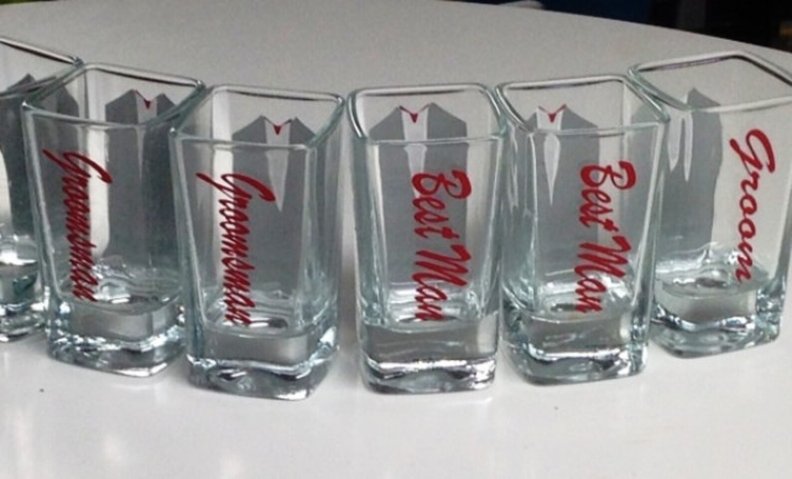 Personalized Shot Glasses With Tuxes Grey & Red Color Groom Etsy