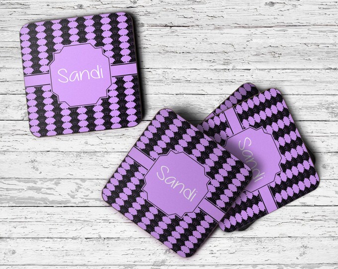 Personalized Coaster, Set of 4 Coasters, Monogram Coasters, Housewarming Gift, Custom Coasters, Drink Coaster, Personalized Coaster Set