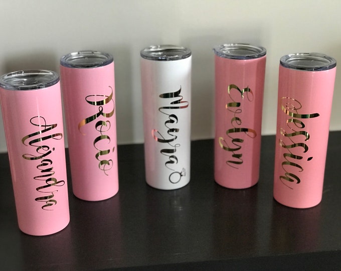 Personalized Skinny Tumbler, Stainless Steel Skinny Tumbler, Personalized Gift, Wedding Tumbler, Bridesmaid Custom Gift,Bridal Party Tumbler