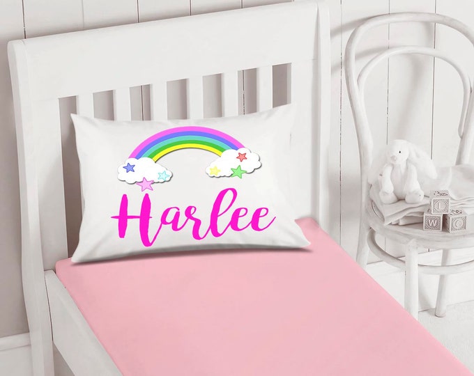 Personalized Girls Pillowcase - Rainbow Pillow Case - Kids Pillowcase - Standard Size Pillowcase - Pillow Cases