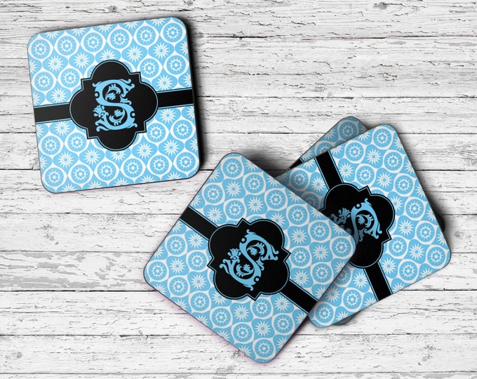 Personalized Coaster, Set of 4 Coasters, Monogram Coasters, Housewarming Gift, Custom Coasters, Drink Coaster, Personalized Coaster Set