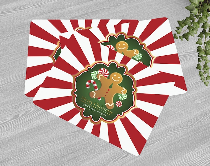 Personalized Gingerbread Placemat, Set 6, Personalized Christmas Gift, Christmas Placemat, Gift, Holiday Placemat, Special Occasion placemat