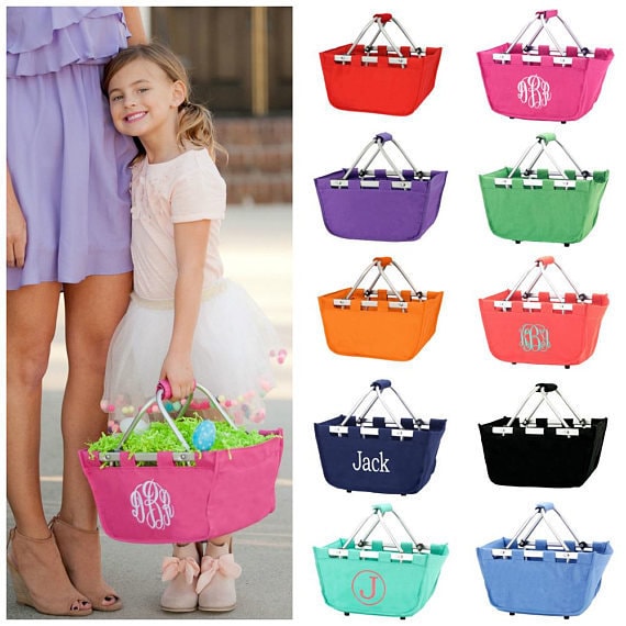 Monogram Mini Basket Monogram Market Basket Personalized Mimi Basket Monogram Gift Basket  Monogram Easter Basket, Collapsible Easter Basket