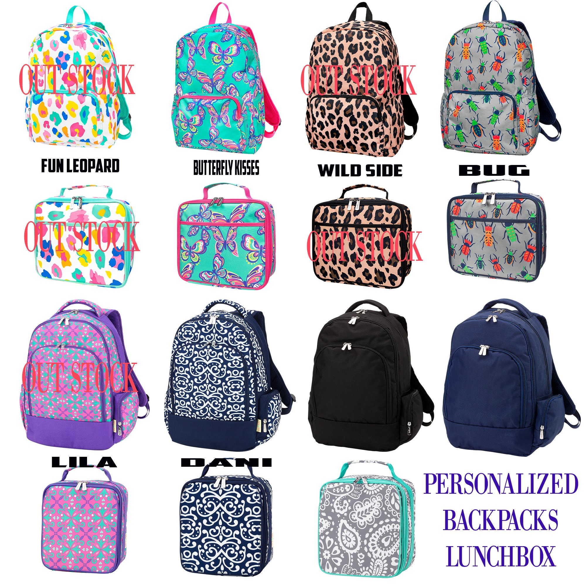 monogram bookbags
