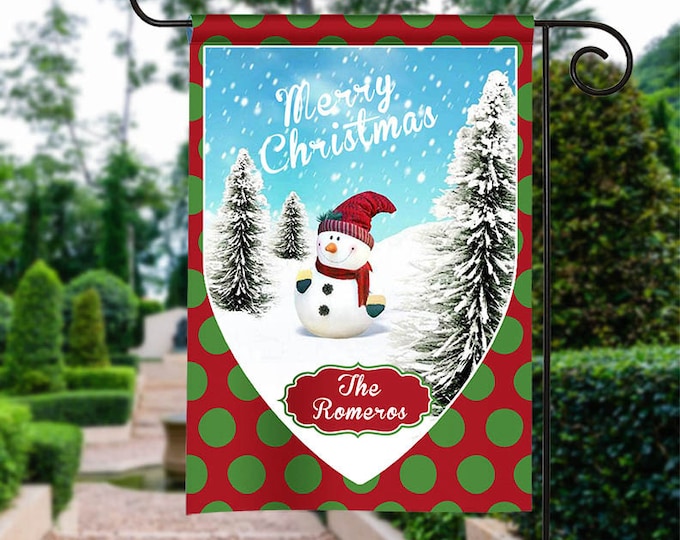 Merry Christmas Snowman Garden Flag, Christmas Garden Flag,  Christmas Yard FLag,  Christmas Flag, Housewarming Gift, Christmas Decorations