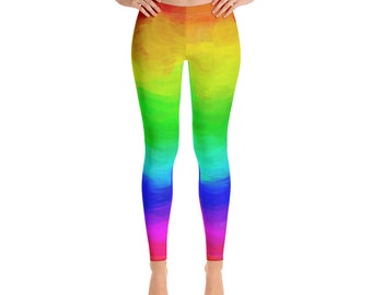 Leggings con vernice acrilica arcobaleno