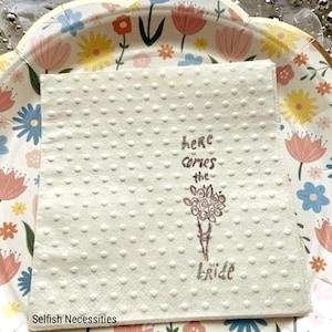 Wedding Napkins - Here Comes The Bride Bridal Shower - Engagement Party Tableware