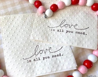 Love is All You Need Bridal Shower Napkins - Beatles Wedding Decor - All You Need is Love Wedding Napkins and Supplies - Gift Beatles Fan