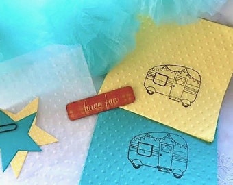 Camper Party Napkins - Gift for Glamping - Wedding Napkins - Happy Camper Birthday Party Supplies - Traveling from Ms. to Mrs. Bridal Shower