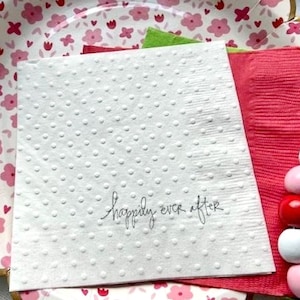 Happily Ever After Napkins - Fairytale Bridal Shower Decor for Wedding and Engagement Parties - Romantic Bride