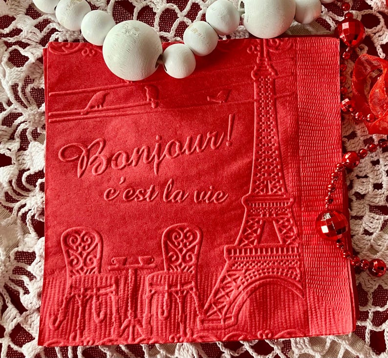 Parisian Embossed Cocktail Napkins - She Said Oui Bridal Shower - French Themed Party - Ooh La La Wedding - Paris Baby Shower Ideas image 10