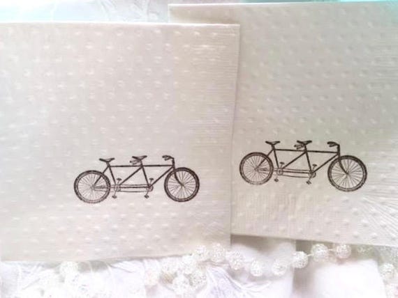 Bicycle Napkins - Wedding Napkins - Bicycle Party - Bicycle Theme - Bridal Shower Napkins - Birthday Napkins - Tandem Bike - Bicycle for two Il_570xn