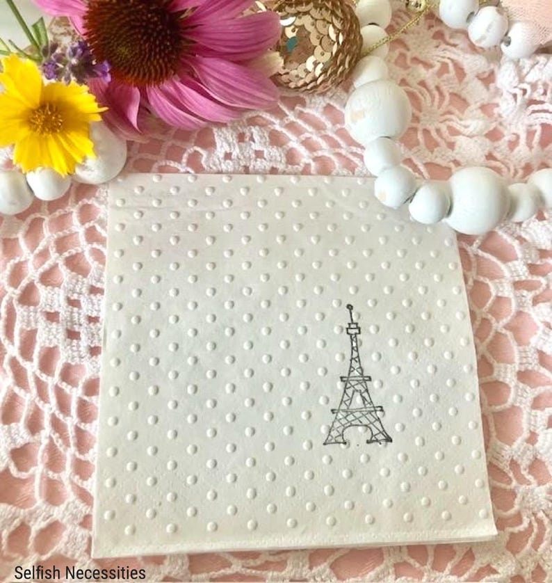 Parisian Embossed Cocktail Napkins - She Said Oui Bridal Shower - French Themed Party - Ooh La La Wedding - Paris Baby Shower Ideas image 15