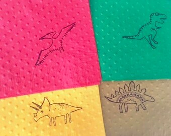 Dinosaur Birthday Party Napkins and Supplies - Dinosaur Table Decorations - T-Rex Themed Party - Children's Party Ideas with Pink Dino Theme