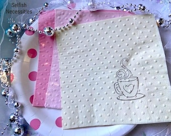 Coffee Napkins and Party Supplies - Love is Brewing Bridal Shower- Love you a Latte Theme - Cozy Tea Cafe Decor