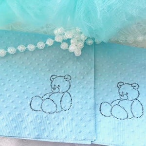 Teddy Bear Party Supplies We Can Bearly Wait Baby Shower Napkins Kid's Birthday Party Decorations Swiss Dot Embossed Custom Napkin image 4