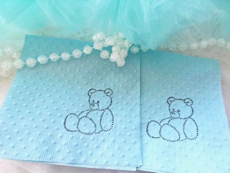 Teddy Bear Party Supplies We Can Bearly Wait Baby Shower Napkins Kid's Birthday Party Decorations Swiss Dot Embossed Custom Napkin image 4