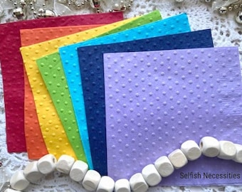 Polka Dot Embossed Napkins - Swiss Dot Serviettes - Vintage Inspired Wedding Decor - Modern Baby Shower - Colorful Rainbow Party Supplies