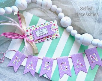 Personalized Name Banner - Handmade Cake Topper -  Burthday Banner - Bridal Shower Bunting