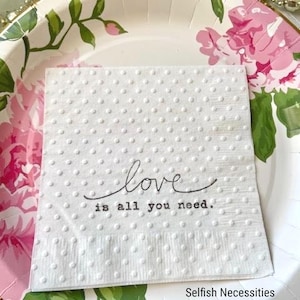 Love is All You Need Bridal Shower Napkins - Beatles Wedding Decor - All You Need is Love Wedding Napkins and Supplies - Gift Beatles Fan