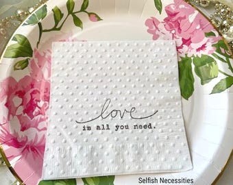 Love is All You Need Wedding Napkins - Beatles Party Decorations - Love in the Air Bridal Shower - Vintage Barware