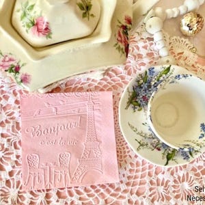 Parisian Embossed Cocktail Napkins - She Said Oui Bridal Shower - French Themed Party - Ooh La La Wedding - Paris Baby Shower Ideas image 12