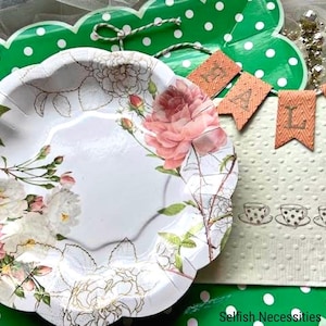 Fall Floral Paper Plates - Birthday Supplies - Autumn Wedding Cake Plates - Tea for Two Ideas - Cottage Bridal Shower Plates - Baby Shower