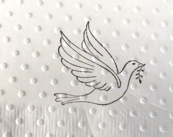 Baptism Napkins - Dove and Olive Branch  - Confirmation Party Decor- Religious Party Supplies - Easter Napkins - Wedding Peace Dove