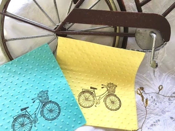 Bicycle Napkins - Bike Party Theme - Wedding Napkins - Bridal Shower - Baby Shower - Birthday Napkin - Bicycle Theme - Paper Cocktail Napkin Il_570xn