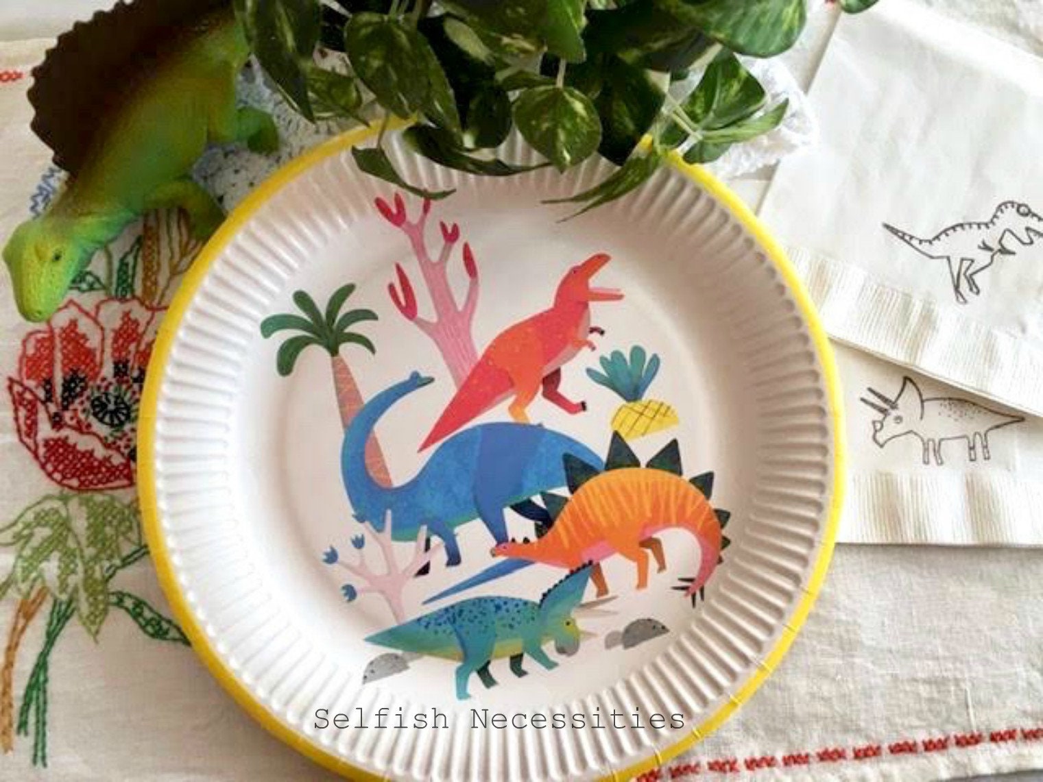 Dinosaur Plates Dinosaur Baby Shower Dino Birthday Party Etsy