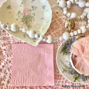 Parisian Embossed Cocktail Napkins - She Said Oui Bridal Shower - French Themed Party - Ooh La La Wedding - Paris Baby Shower Ideas image 11