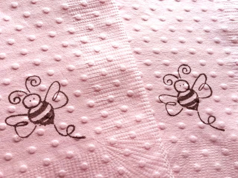 Bumble Bee Napkins Sweet Babee Shower Decor and Tableware Bee Themed Birthday Celebration Bride to Bee Honey Bee Party Essentials Pale Pink