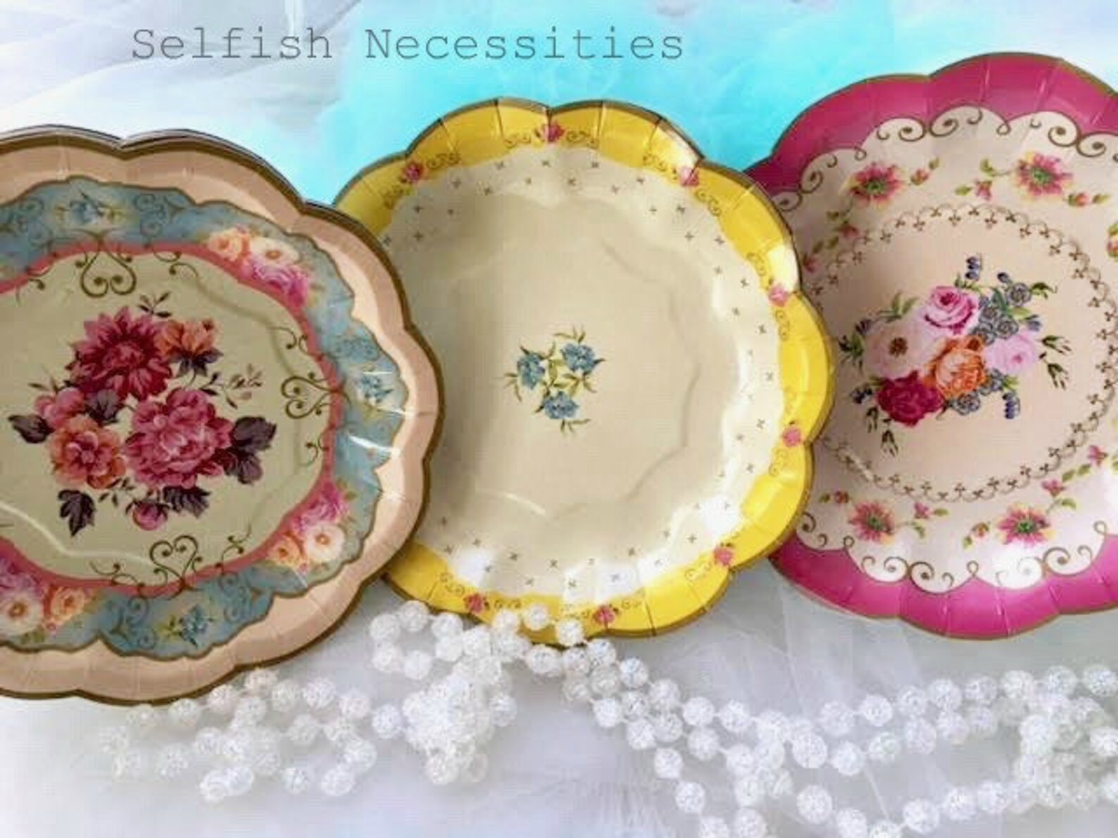 Floral Paper Party Plates Bridal Shower Scalloped Plates Bridal Shower Tea Party Baby in Bloom