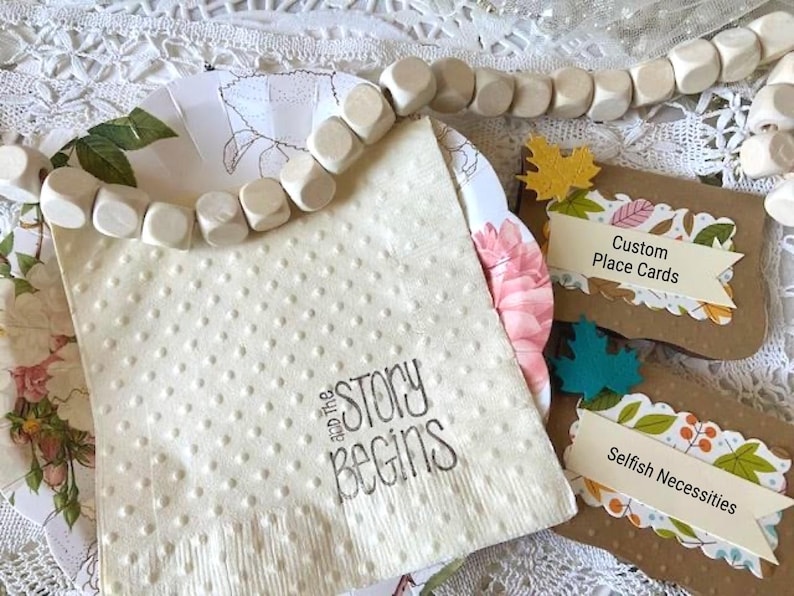 Storybook Party Napkins - And The Story Begins Napkins - Book Theme Baby Shower - Literary Bridal Shower - Next Chapter Party Decor image 1