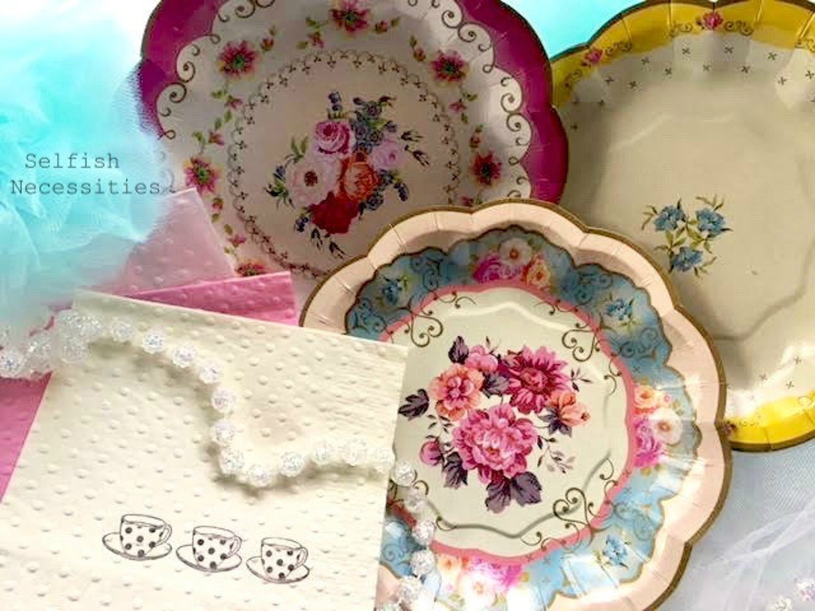 Floral Paper Party Plates Bridal Shower Scalloped Plates Bridal Shower Tea Party Baby in Bloom