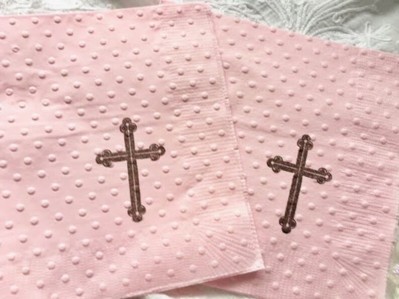 Baptism Napkins Cross Paper Napkins Confirmation Cross Etsy
