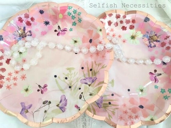 floral cake plates