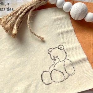 Teddy Bear Party Supplies We Can Bearly Wait Baby Shower Napkins Kid's Birthday Party Decorations Swiss Dot Embossed Custom Napkin image 7