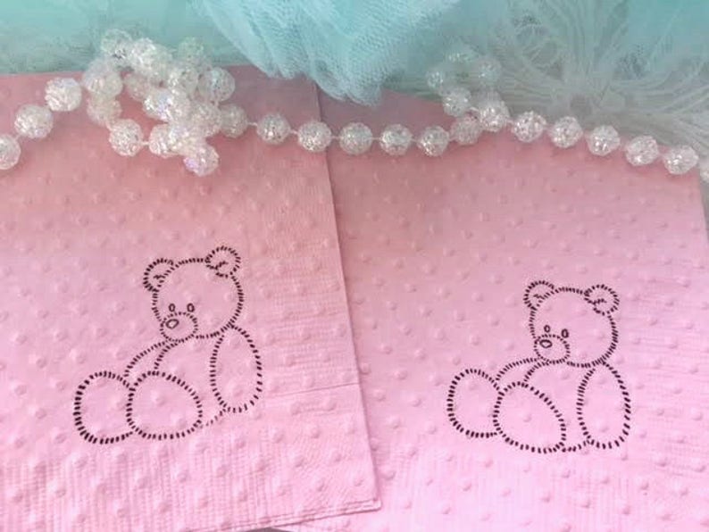 Teddy Bear Party Supplies We Can Bearly Wait Baby Shower Napkins Kid's Birthday Party Decorations Swiss Dot Embossed Custom Napkin image 3