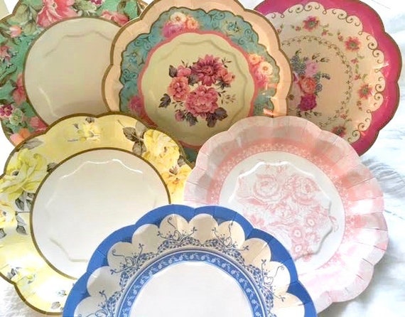 floral cake plates